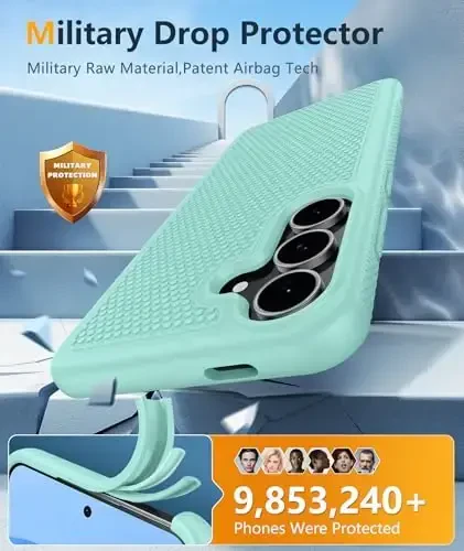 FNTCASE for Samsung Galaxy S25-FE Case: Shockproof Protective Lightweight Duty Rugged Cell Phone Cover with Non Slip Textured Back | Military Grade Drop Protection Bumper Tough (Mint Green) - 4