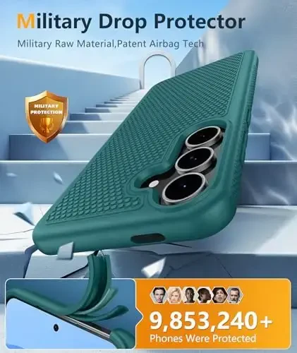 FNTCASE for Samsung Galaxy S25 FE Case: Shockproof Protective Lightweight with Screen Protector Duty Rugged Cell Phone Cover Non Slip | Military Grade Drop Protection for S25FE(Green, 6.7inches) - 4