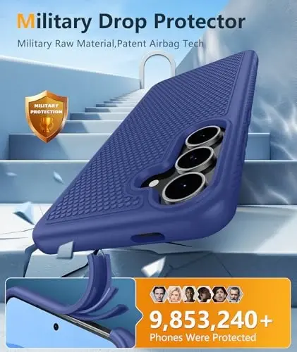 FNTCASE for Samsung Galaxy S25 FE Case: Shockproof Protective Lightweight with Screen Protector Duty Rugged Cell Phone Cover Non Slip, Military Grade Drop Protection for S25FE(Navy Blue) - 4