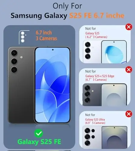 FNTCASE for Samsung Galaxy S25 FE Case: Shockproof Protective Lightweight with Screen Protector Duty Rugged Cell Phone Cover Non Slip, Military Grade Drop Protection for S25FE(Navy Blue) - FNTCASE (1)