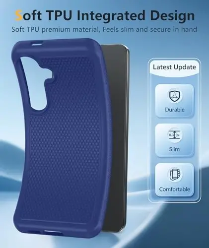 FNTCASE for Samsung Galaxy S25 FE Case: Shockproof Protective Lightweight with Screen Protector Duty Rugged Cell Phone Cover Non Slip, Military Grade Drop Protection for S25FE(Navy Blue) - 3