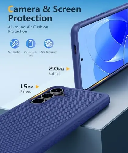 FNTCASE for Samsung Galaxy S25 FE Case: Shockproof Protective Lightweight with Screen Protector Duty Rugged Cell Phone Cover Non Slip, Military Grade Drop Protection for S25FE(Navy Blue) - 5