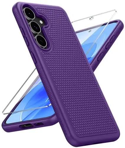 FNTCASE for Samsung Galaxy S25 FE Case: Shockproof Protective Lightweight with Screen Protector Duty Rugged Cell Phone Cover Non Slip | Military Grade Drop Protection for S25FE(Purple, 6.7inches) - FNTCASE