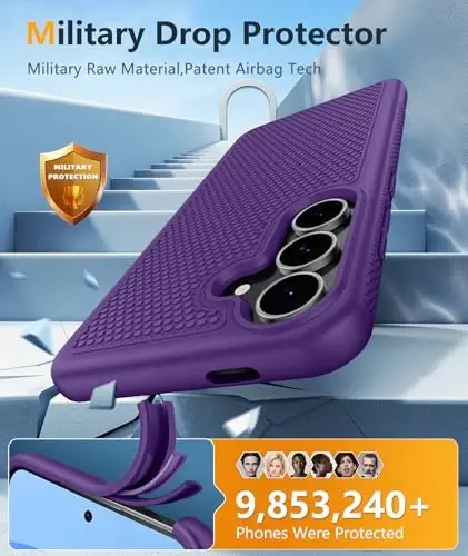 FNTCASE for Samsung Galaxy S25 FE Case: Shockproof Protective Lightweight with Screen Protector Duty Rugged Cell Phone Cover Non Slip | Military Grade Drop Protection for S25FE(Purple, 6.7inches) - 4