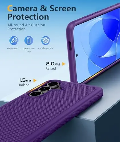 FNTCASE for Samsung Galaxy S25 FE Case: Shockproof Protective Lightweight with Screen Protector Duty Rugged Cell Phone Cover Non Slip | Military Grade Drop Protection for S25FE(Purple, 6.7inches) - 5