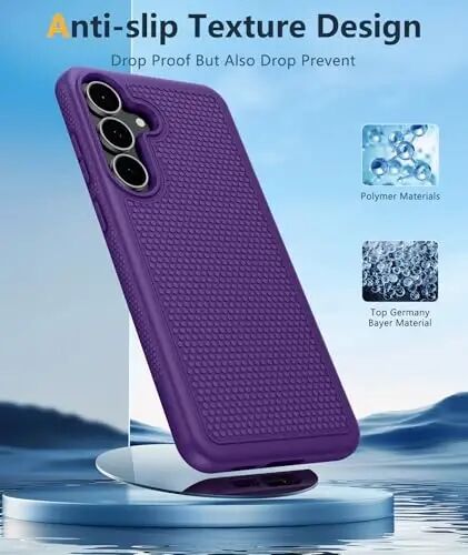 FNTCASE for Samsung Galaxy S25 FE Case: Shockproof Protective Non Slip | With Screen Protector, Shockproof Drop Protection, Matte Textured Protective Cell Phone Cover, for Daily Use, Purple - 1