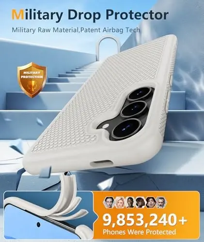 FNTCASE for Samsung Galaxy S25 FE Case: Shockproof Protective Lightweight with Screen Protector Duty Rugged Cell Phone Cover Non Slip, Military Grade Drop Protection for S25FE(White) - 4