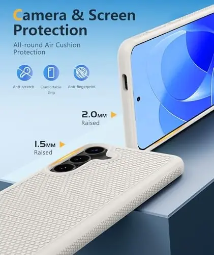 FNTCASE for Samsung Galaxy S25 FE Case: Shockproof Protective Lightweight with Screen Protector Duty Rugged Cell Phone Cover Non Slip, Military Grade Drop Protection for S25FE(White) - 5