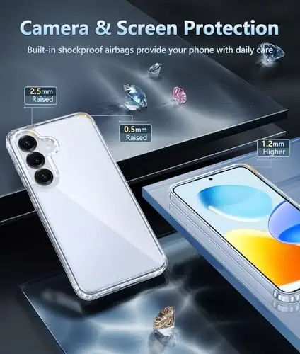 FNTCASE for Samsung Galaxy S25-Plus Case: Military Grade Drop Protection Anti Yellowing Cell Phone Cover - Rugged Shockproof Protective Bumper Transparent Cases(Clear) - 4