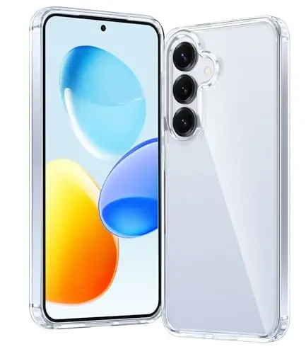 FNTCASE for Samsung Galaxy S25-Plus Case: Military Grade Drop Protection Anti Yellowing Cell Phone Cover - Rugged Shockproof Protective Bumper Transparent Cases(Clear) - FNTCASE