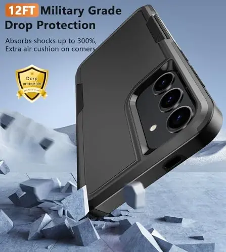 FNTCASE for Samsung Galaxy S25-Plus Case: S24-Plus Dual Layer Heavy Duty Cell Phone Protective Cover Shockproof Rugged with Non-Slip Textured - Military Drop Protection Bumper Tough - 6.7 inch (Black) - 4
