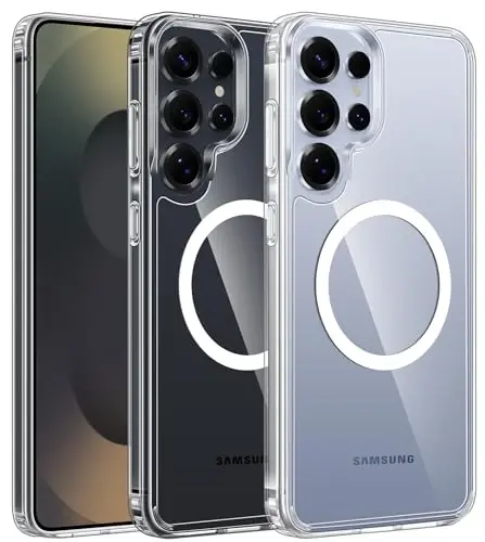FNTCASE for Samsung Galaxy S25-Ultra Case: Clear Magnetic Phone Cases Compatible with Magsafe Slim Anti Yellowing Rugged Shockproof Protective Transparent Bumper Cell Cover (A-Clear) 