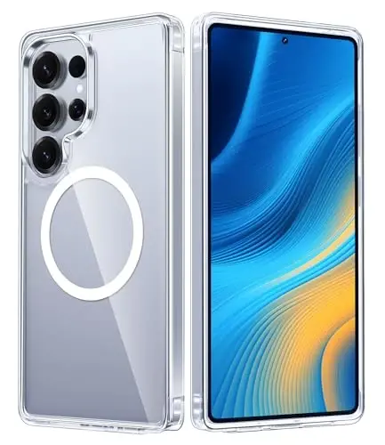 FNTCASE for Samsung Galaxy S25-Ultra Case: Clear Magnetic Military Grade Drop Protection Shockproof Anti Yellowing Cell Phone Cover - Slim Rugged Protective Bumper Transparent Cases(Clear) - 1