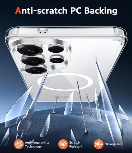 FNTCASE for Samsung Galaxy S25-Ultra Case: Clear Magnetic Phone Cases with Screen Protector Compatible with Magsafe Slim Anti Yellowing Rugged Shockproof Protective Transparent Cell Cover (A-Clear) - 4