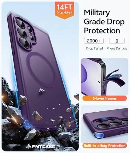 FNTCASE for Samsung Galaxy S25 Ultra Case: [Fit for Magsafe] [Full Camera Protection] Translucent Matte Cases with [Screen Protector] Military Grade Shockproof Protective Phone Cover - 5