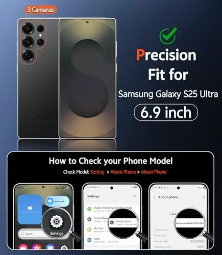 FNTCASE for Samsung Galaxy S25-Ultra Case: Matte Magnetic Phone Cases with Screen Protector Compatible with Magsafe Slim Anti Yellowing Rugged Shockproof Protective Translucent Cell Cover (C-Black) - 2