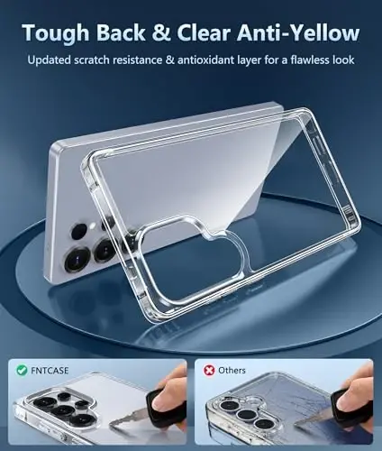 FNTCASE for Samsung Galaxy S25-Ultra Case: Military Grade Drop Protection Anti Yellowing Cell Phone Cover - Rugged Shockproof Protective Bumper Transparent Cases(Clear) - 3