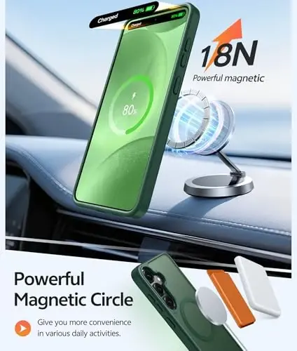 FNTCASE for Samsung Galaxy S25/S24 Case: Galaxy S24/S25 Phone Case [Fit with Magsafe] Translucent Matte Case [Screen Protector] Military Grade Shockproof Protective Phone Cover-Green - 3
