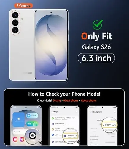 FNTCASE for Samsung Galaxy S26 Case: Clear Anti Yellowing Magnetic Drop Protection Cell Phone Cover Compatible with Magsafe - Rugged Shockproof Protective Bumper Transparent Phonecase (Blue) - 5