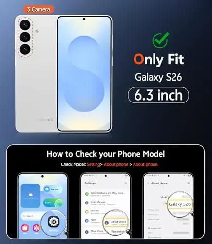 FNTCASE for Samsung Galaxy S26 Case: Clear Anti Yellowing Magnetic Drop Protection Cell Phone Cover Compatible with Magsafe - Rugged Shockproof Protective Bumper Transparent Phonecase (Blue) - 2