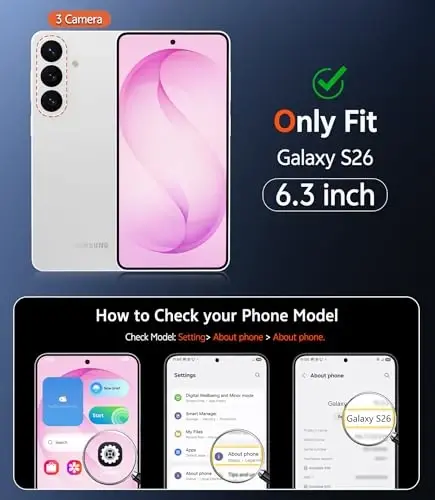 FNTCASE for Samsung Galaxy S26 Case: Clear Anti Yellowing Magnetic Drop Protection Cell Phone Cover Compatible with Magsafe - Rugged Shockproof Protective Bumper Transparent Phonecase (Pink) - 5