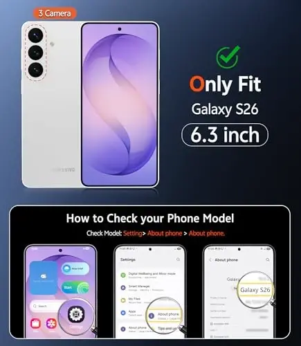 FNTCASE for Samsung Galaxy S26 Case: Clear Magnetic Phone Cases with Screen Protector Compatible with Magsafe Slim Anti Yellowing Shockproof Protective Transparent Cover (Purple Magnetic) - 2