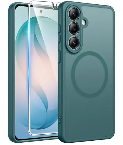 FNTCASE for Samsung Galaxy S26 Case: [Fit for Magsafe] [Full Camera Protection & Screen Protector] Translucent Matte Military Grade - Shockproof Protective Phone Cover for Samsung S 26 - Sage Green - FNTCASE