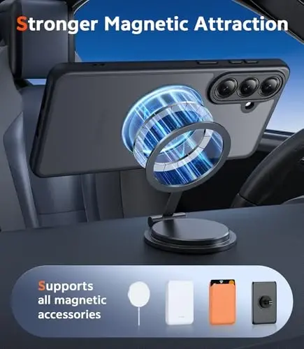 FNTCASE for Samsung Galaxy S26 Case: Magnetic Matte Phone Cases with Screen Protector Drop Proof Compatible with Magsafe Slim Rugged Shockproof Protective Translucent Cell Cover (C-Frosted Black) - FNTCASE (1)