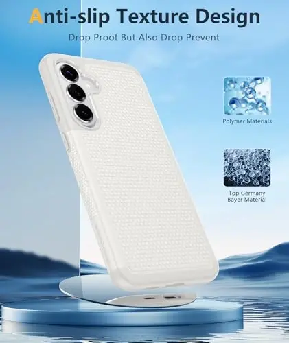 FNTCASE for Samsung Galaxy S26 Phone Case: Dual Layer Non Slip Protective | With Screen Protector, Shockproof Drop Protection, Matte Textured Protective Cell Phone Cover, for Daily Use, White 