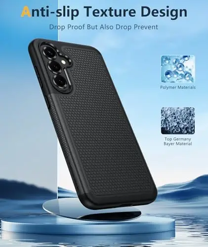 FNTCASE for Samsung Galaxy S26 Phone Case: Dual Layer Non Slip Protective | With Screen Protector, Shockproof Drop Protection, Matte Textured Protective Cell Phone Cover, for Daily Use, Black 