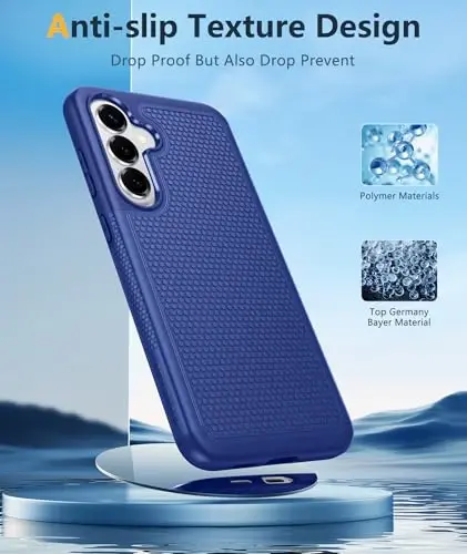 FNTCASE for Samsung Galaxy S26 Phone Case: Dual Layer Non Slip Protective | With Screen Protector, Shockproof Drop Protection, Matte Textured Protective Cell Phone Cover, for Daily Use, Navy Blue 