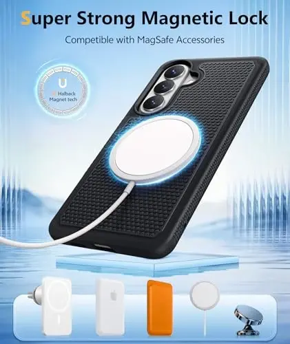 FNTCASE for Samsung Galaxy S26 Plus Case: [Compatible with Magsafe] [Magnetic Phone Cover with Screen Protector] Military Grade Drop Protection Anti-Slip Dual Layer Shockproof (Magnetic) - 3