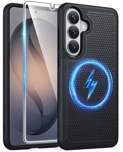 FNTCASE for Samsung Galaxy S26 Plus Case: [Compatible with Magsafe] [Magnetic Phone Cover with Screen Protector] Military Grade Drop Protection Anti-Slip Dual Layer Shockproof (Magnetic) 