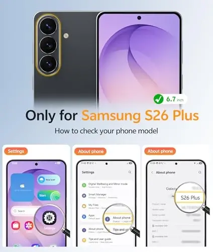 FNTCASE for Samsung Galaxy S26+ Plus Case: [Fit for Magsafe] [Full Camera Protection + Screen Protector] Translucent Matte Military Grade - Shockproof Protective Phone Cover for S26 Plus - Black - 2