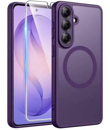 FNTCASE for Samsung Galaxy S26 Plus Case, Fit for Magsafe, Screen Protector | Full Camera Protection, Translucent Matte, 14FT Military Grade Drop Proof, Shockproof Protective Phone Cover, Purple 
