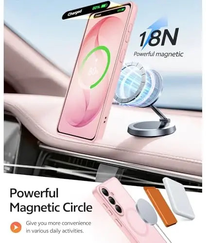 FNTCASE for Samsung Galaxy S26+ Plus Case: [Fit for Magsafe] [Full Camera Protection + Screen Protector] Translucent Matte Military Grade - Shockproof Protective Phone Cover for S26 Plus - Pink - 3