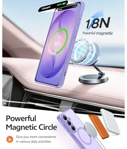 FNTCASE for Samsung Galaxy S26+ Plus Case: [Fit for Magsafe] [Full Camera Protection + Screen Protector] Translucent Matte Military Grade - Shockproof Protective Phone Cover for S26 Plus - Purple - 3