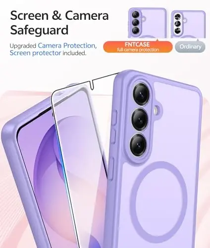 FNTCASE for Samsung Galaxy S26+ Plus Case: [Fit for Magsafe] [Full Camera Protection + Screen Protector] Translucent Matte Military Grade - Shockproof Protective Phone Cover for S26 Plus - Purple - 4