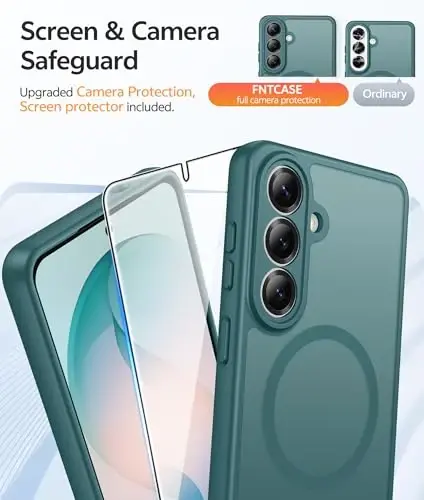 FNTCASE for Samsung Galaxy S26+ Plus Case: [Fit for Magsafe] [Full Camera Protection + Screen Protector] Translucent Matte Military Grade - Shockproof Protective Phone Cover for S26 Plus - Sage Green - 4