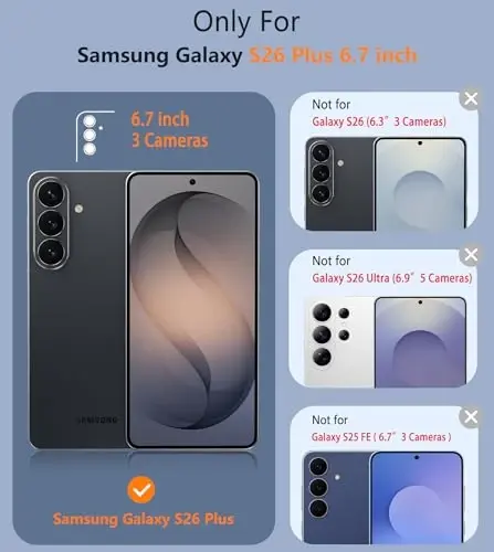 FNTCASE for Samsung Galaxy S26 Plus Case: Military Grade Drop Protection, 14ft Drop Tested, Screen Protector Included, Anti-Slip Anti-Fingerprint Dual Layer Shockproof Phone Case Cover(Black) - 2