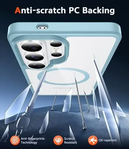 FNTCASE for Samsung Galaxy S26-Ultra Case: Clear Magnetic Phone Cases with Screen Protector Compatible with Magsafe Slim Anti Yellowing Rugged Protective Transparent Cell Cover (C-Teal Magnetic) - 5