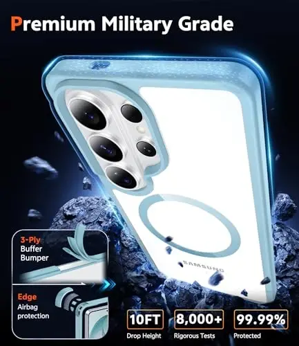 FNTCASE for Samsung Galaxy S26-Ultra Case: Clear Magnetic Phone Cases with Screen Protector Compatible with Magsafe Slim Anti Yellowing Rugged Protective Transparent Cell Cover (C-Teal Magnetic) - 6