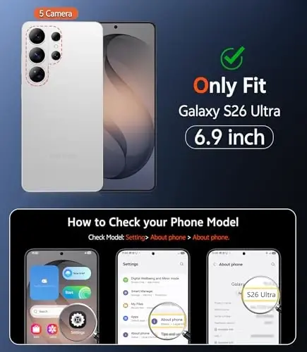 FNTCASE for Samsung Galaxy S26-Ultra Case: Clear Magnetic Phone Cases with Screen Protector Compatible with Magsafe Slim Anti Yellowing Rugged Protective Transparent Cell Phone Cover (Black Magnetic) - FNTCASE (1)