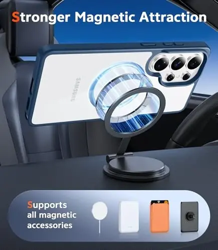 FNTCASE for Samsung Galaxy S26-Ultra Case: Clear Magnetic Phone Cases with Screen Protector Compatible with Magsafe Slim Anti Yellowing Rugged Protective Transparent Cell Phone Cover (Blue Magnetic) - 4