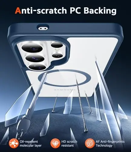 FNTCASE for Samsung Galaxy S26-Ultra Case: Clear Magnetic Phone Cases with Screen Protector Compatible with Magsafe Slim Anti Yellowing Rugged Protective Transparent Cell Phone Cover (Blue Magnetic) - 5