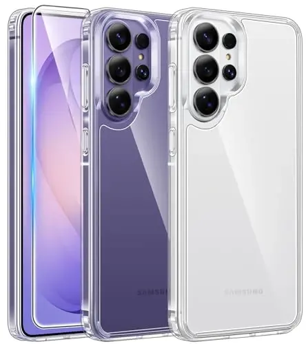 FNTCASE for Samsung Galaxy S26-Ultra Case: Clear Magnetic Phone Cases with Screen Protector Compatible with Magsafe Slim Anti Yellowing Rugged Protective Transparent Cell Phone Cover (Clear) 