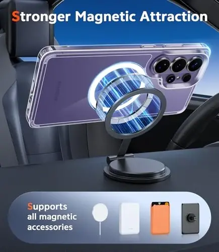 FNTCASE for Samsung Galaxy S26-Ultra Case: Clear Magnetic Phone Cases with Screen Protector Compatible with Magsafe Slim Anti Yellowing Rugged Protective Transparent Cell Phone Cover (Clear Magnetic) - 4