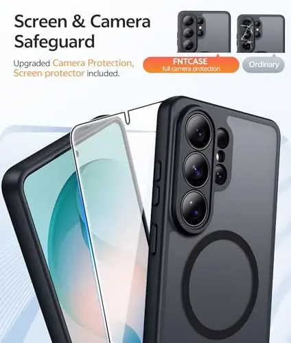 FNTCASE for Samsung Galaxy S26 Ultra Case, Compatible with Magsafe Black | Screen Protector, Full Camera Protection, Translucent Matte, 14FT Military Grade Drop Proof, Protective Phone Cover - 4
