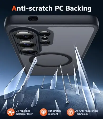 FNTCASE for Samsung Galaxy S26-Ultra Case: Matte Magnetic Translucent Phone Cases with Screen Protector Lens Protection Compatible with Magsafe Rugged Protective Cell Cover (Frosted Black Magnetic) - 5