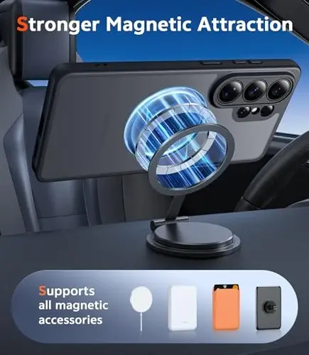 FNTCASE for Samsung Galaxy S26-Ultra Case: Matte Magnetic Translucent Phone Cases with Screen Protector Lens Protection Compatible with Magsafe Rugged Protective Cell Cover (Frosted Black Magnetic) - 4